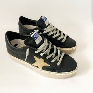 Black high star golden goose platform